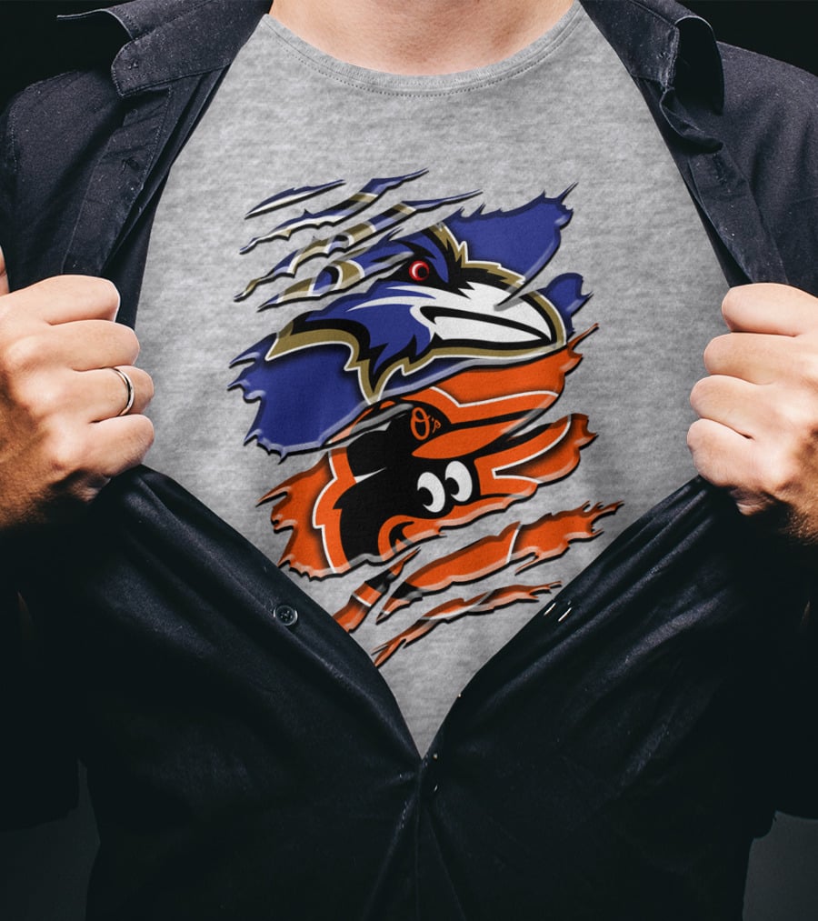 Baltimore Ravens Orioles Logo Mashup Rah 101 T-Shirt