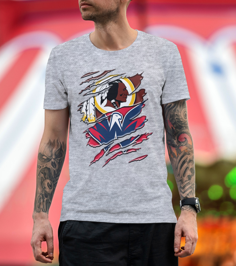 Washington Capitals And Washington Redskins Logo Mashup Rah 104 T-Shirt