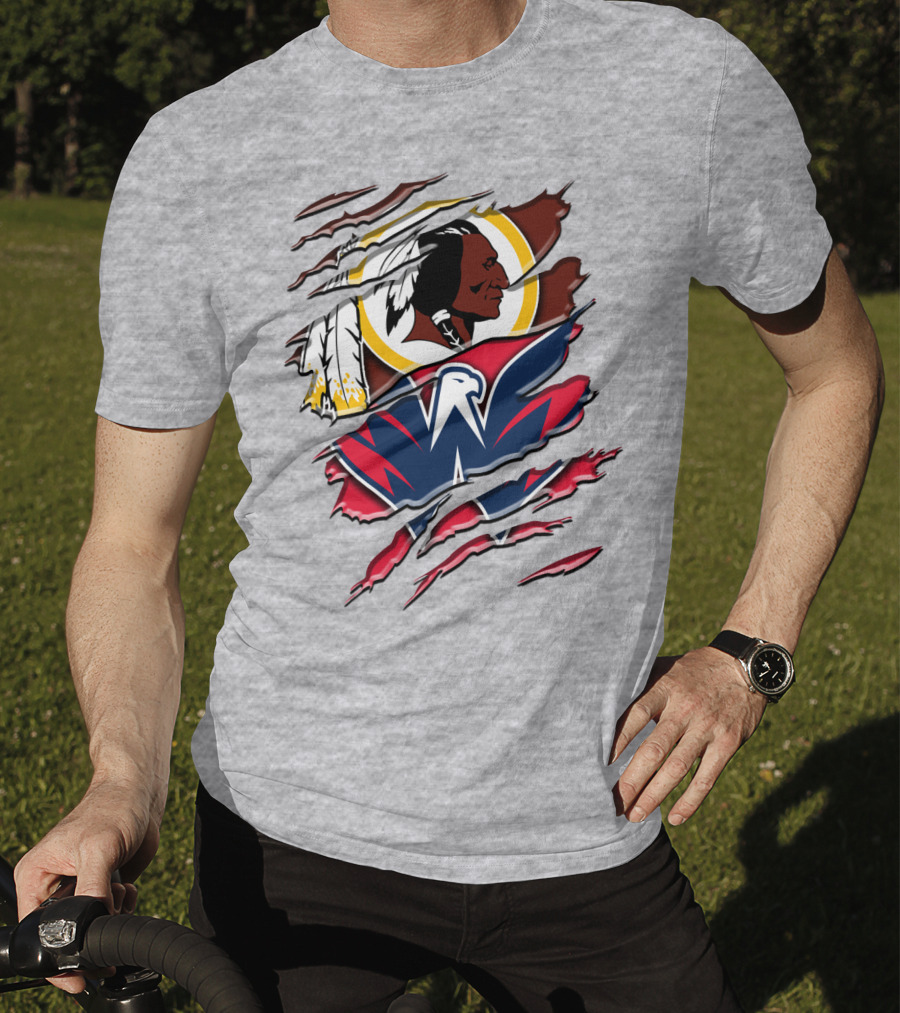Washington Capitals And Washington Redskins Logo Mashup Rah 104 T-Shirt