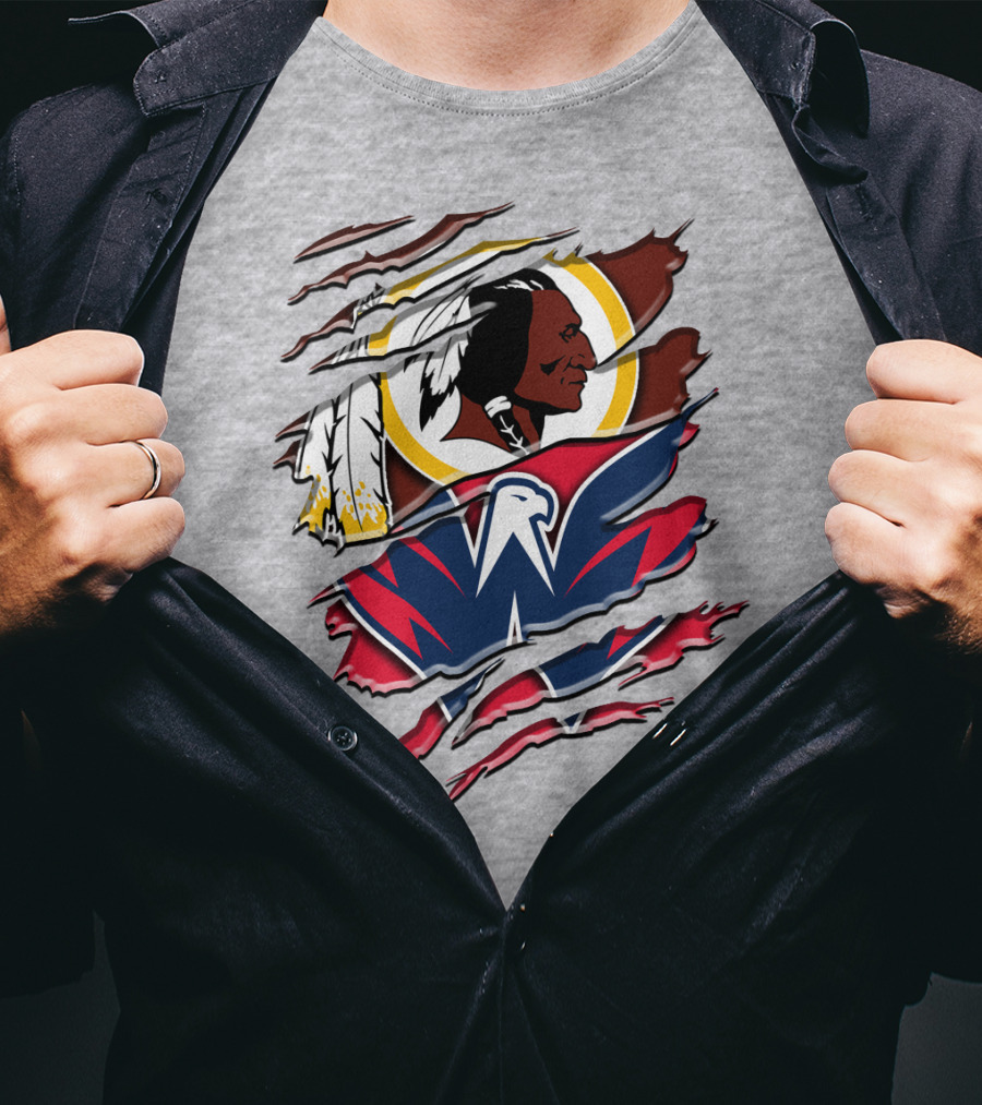 Washington Capitals And Washington Redskins Logo Mashup Rah 104 T-Shirt