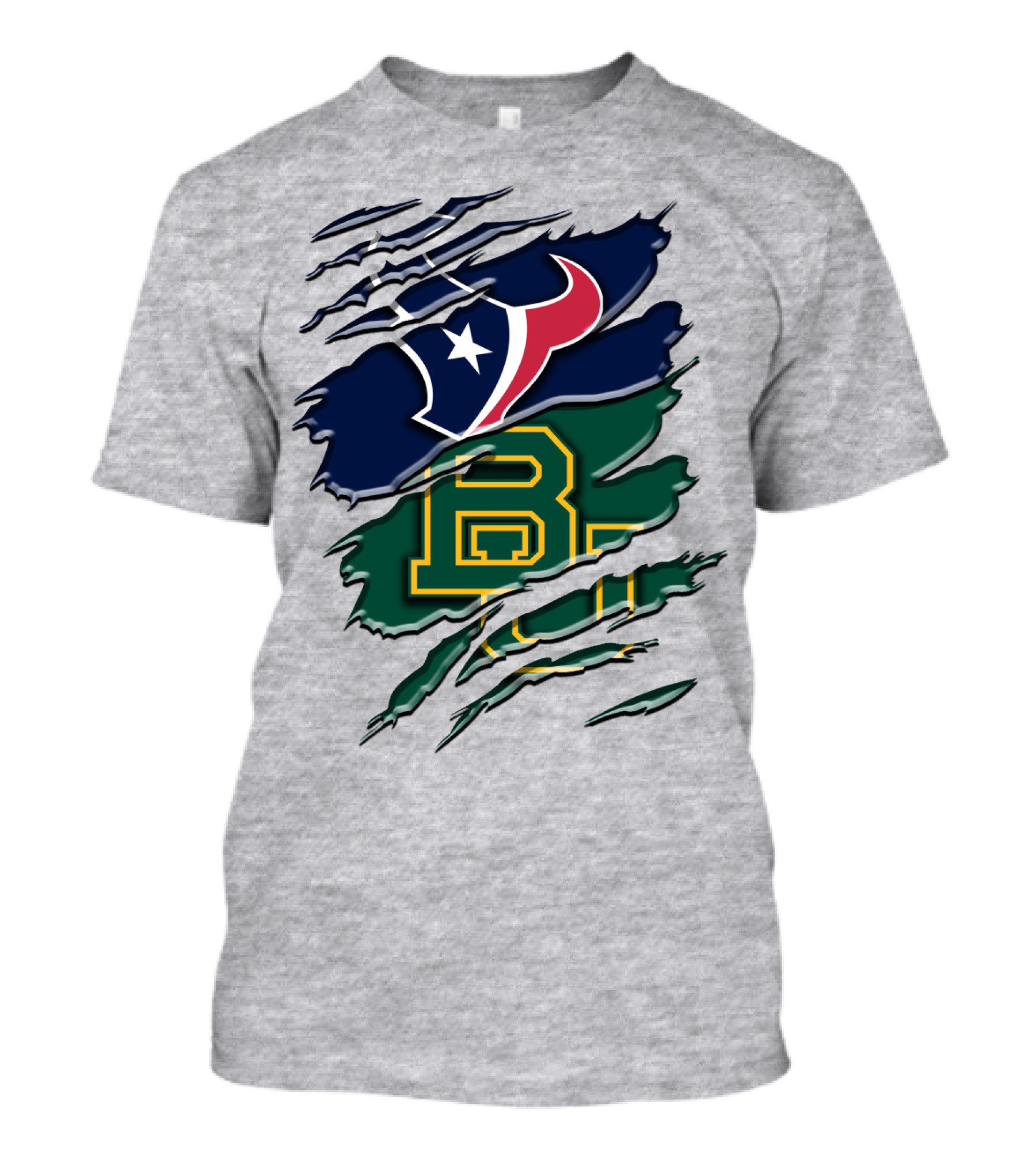 Baylor Bears Houston Texans Ripped Graphic Rah 116 T-Shirt