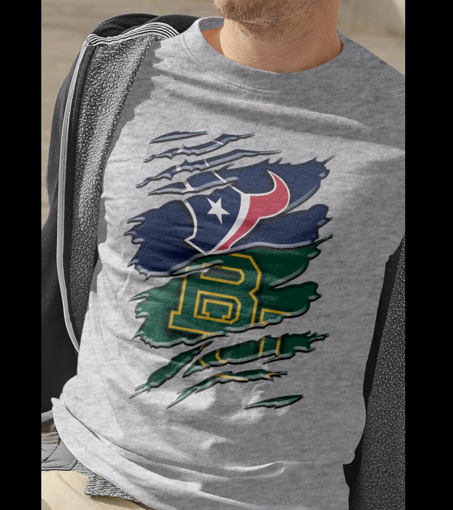 Baylor Bears Houston Texans Ripped Graphic Rah 116 T-Shirt