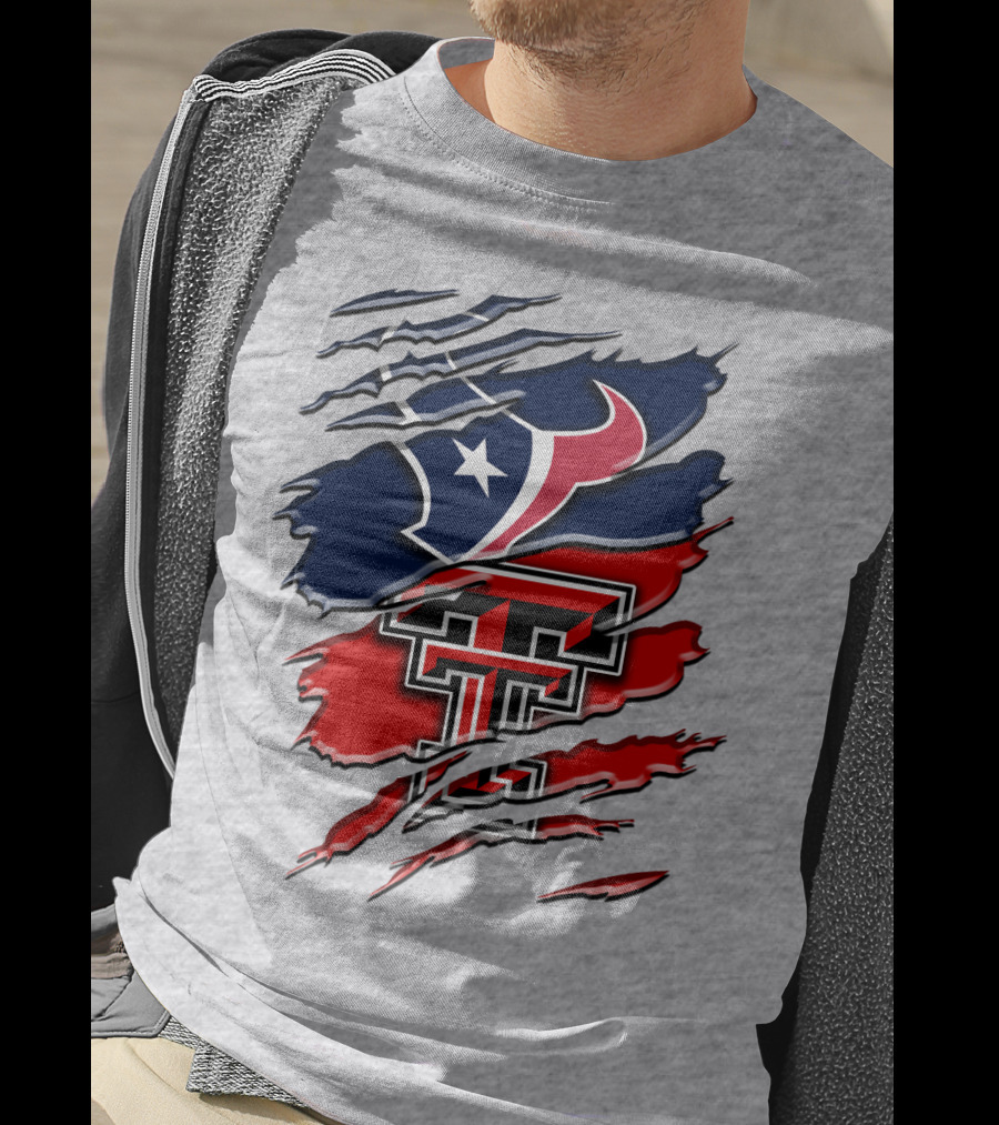 Houston Texans And Texas Tech Red Raiders Rip T-Shirt