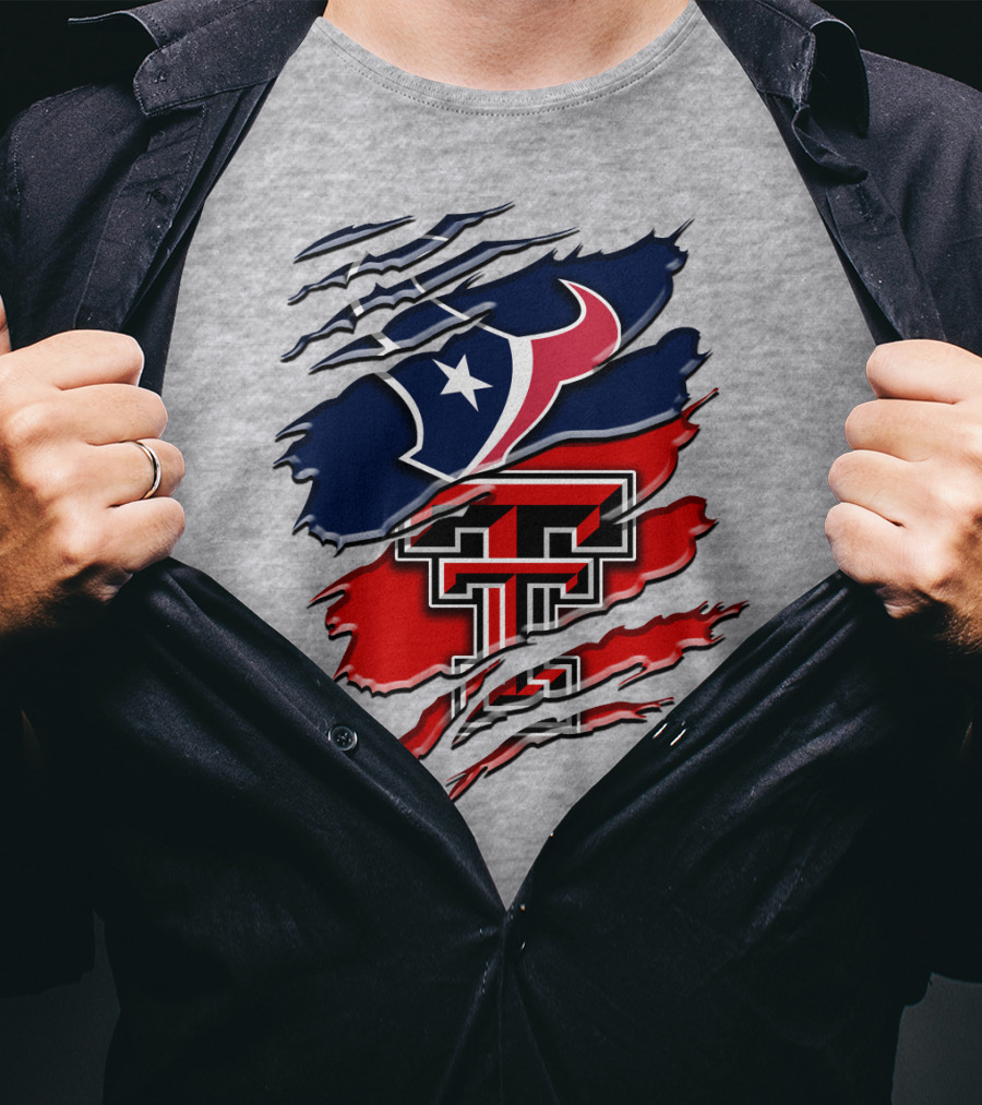 Houston Texans And Texas Tech Red Raiders Rip T-Shirt