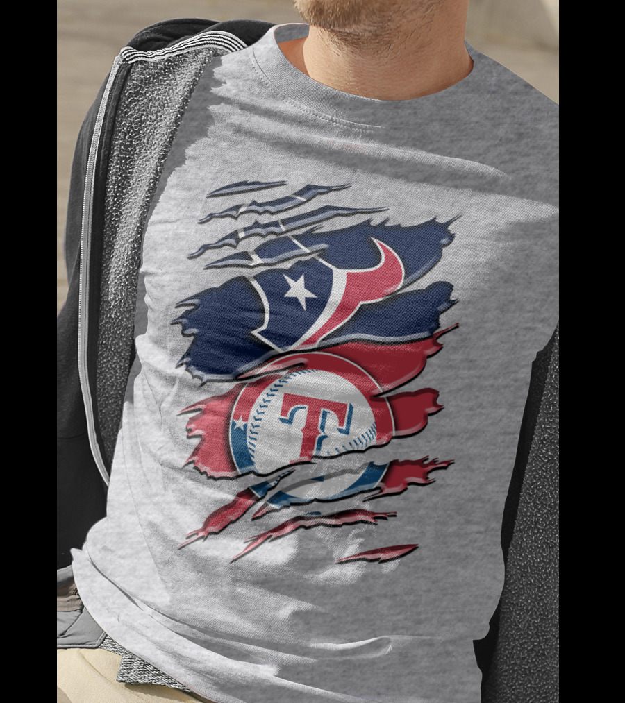 Houston Texans And Texas Rangers Sports Fan Rah 124 T-Shirt