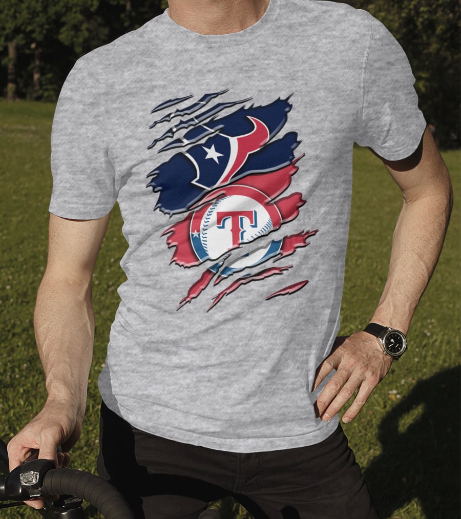Houston Texans And Texas Rangers Sports Fan Rah 124 T-Shirt