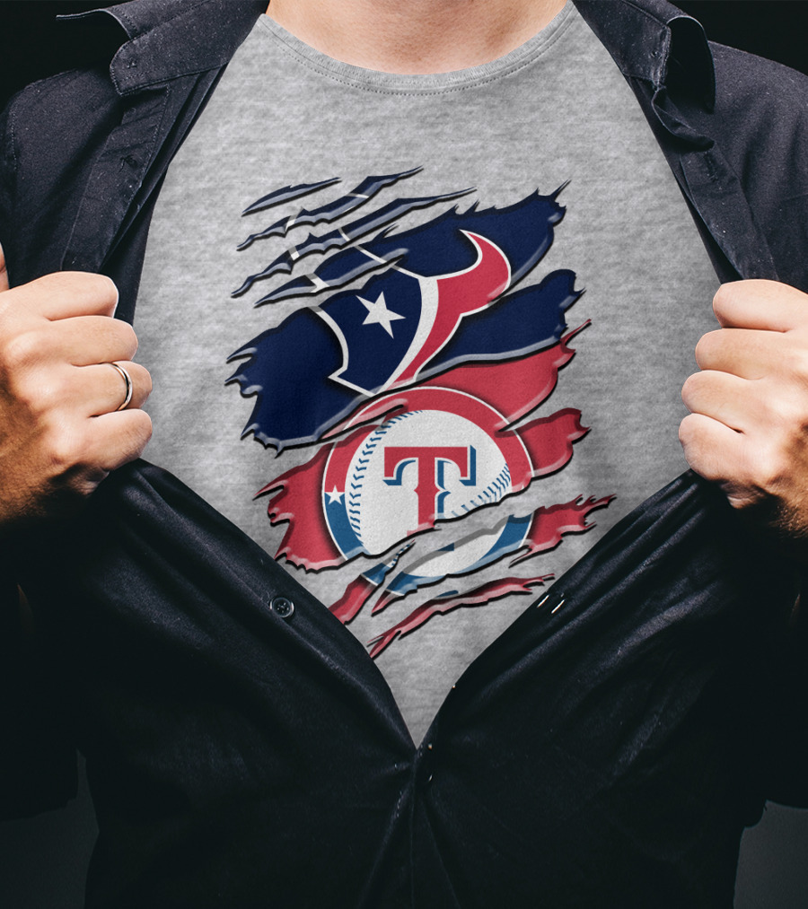 Houston Texans And Texas Rangers Sports Fan Rah 124 T-Shirt