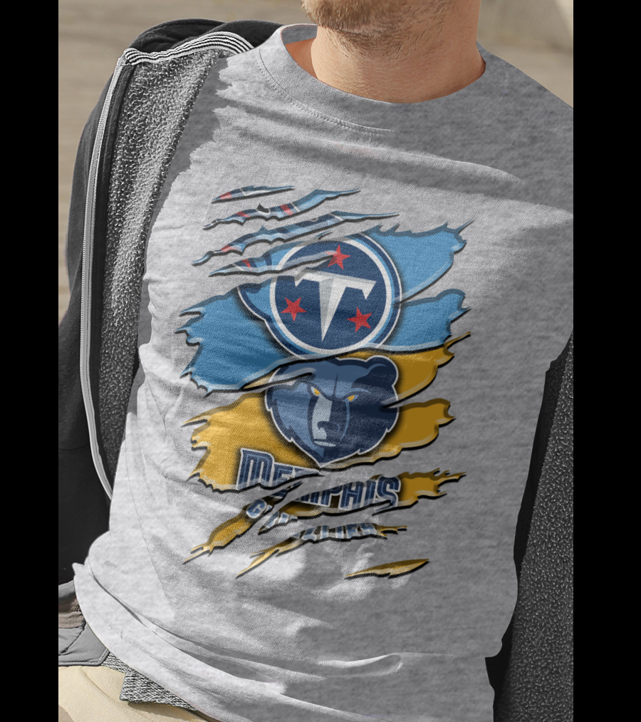 Tennessee Titans Memphis Grizzlies Logo Mashup Rah 128 T-Shirt