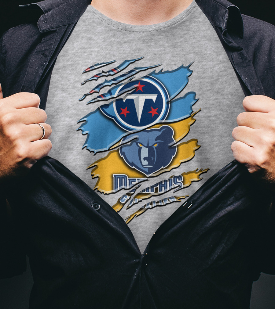 Tennessee Titans Memphis Grizzlies Logo Mashup Rah 128 T-Shirt