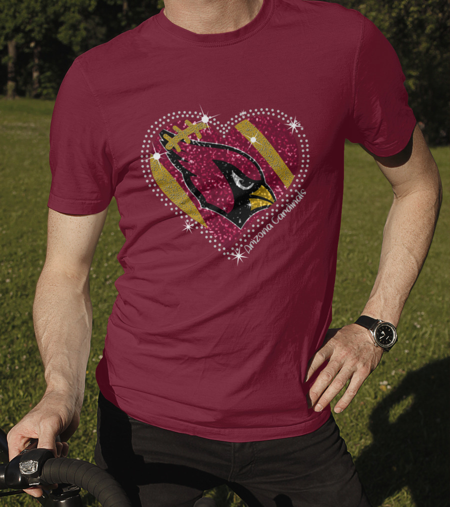 Arizona Cardinals Heart Logo Sparkle T-Shirt