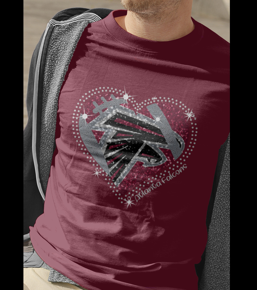 Atlanta Falcons Sparkling Heart T-Shirt