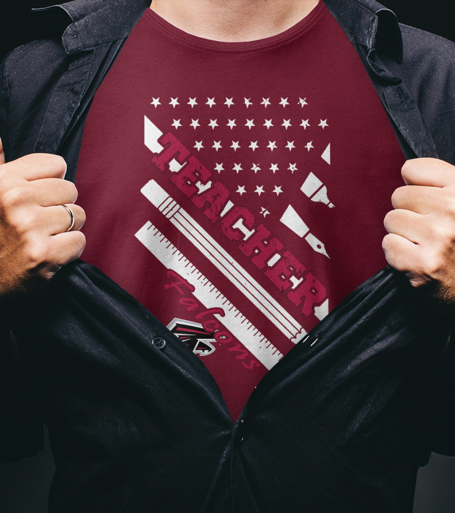 Atlanta Falcons Teacher Stars And Stationery Theme T-Shirt