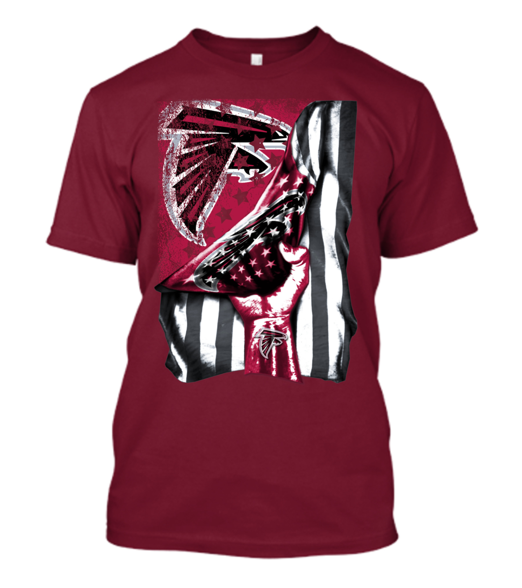 Atlanta Falcons Logo Stars And Stripes Fist Raised T-Shirt