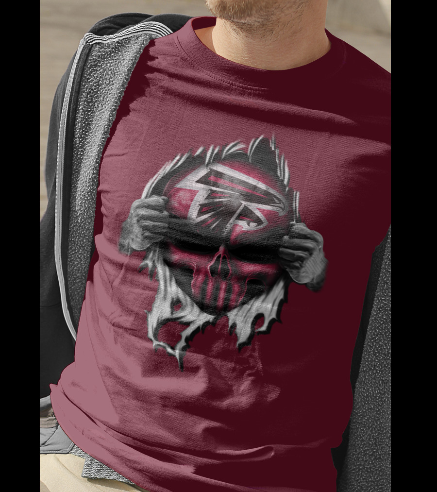 Atlanta Falcons Skull Logo Tearing T-Shirt