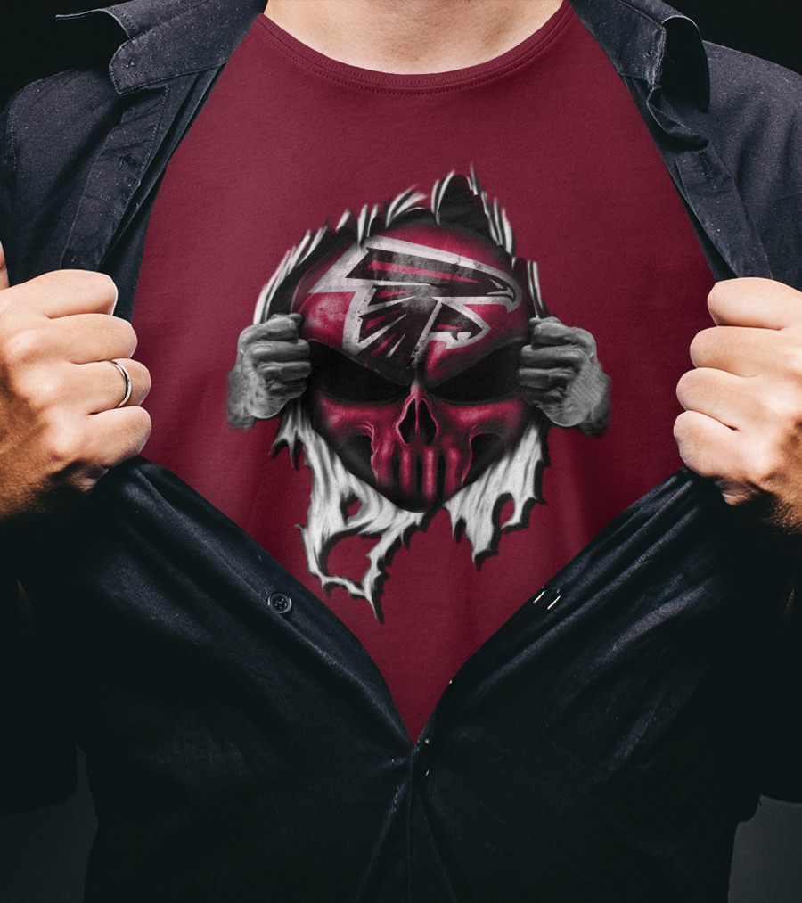 Atlanta Falcons Skull Logo Tearing T-Shirt