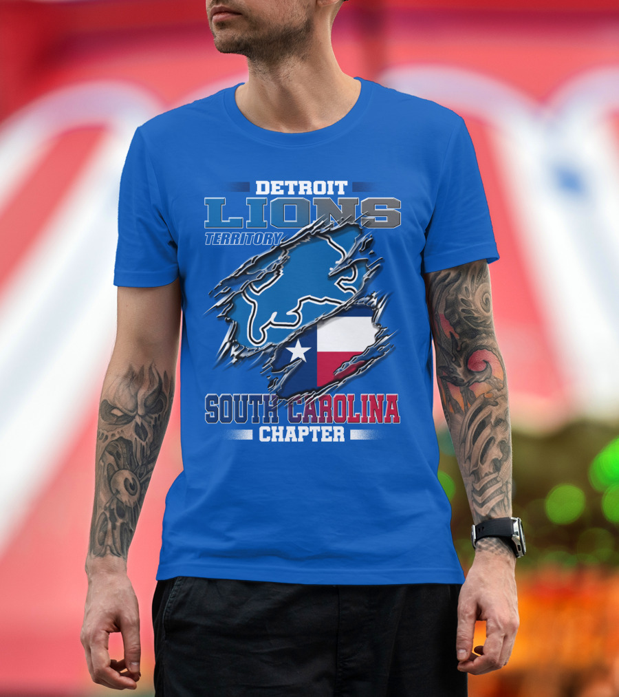 Detroit Lions Territory South Carolina Chapter Texas Flag T-Shirt