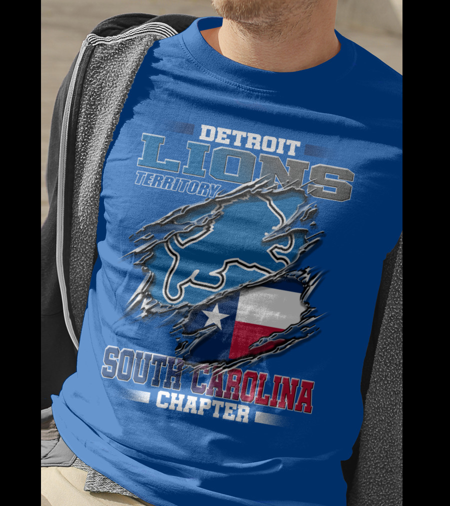 Detroit Lions Territory South Carolina Chapter Texas Flag T-Shirt