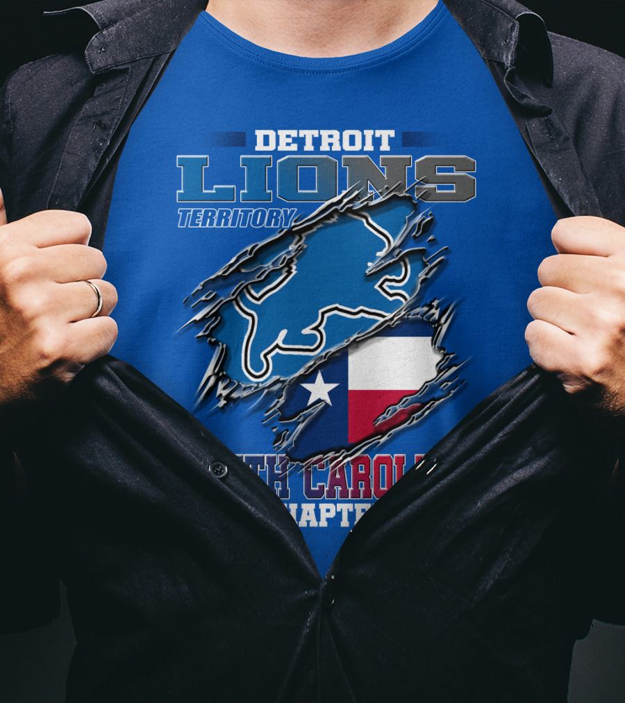 Detroit Lions Territory South Carolina Chapter Texas Flag T-Shirt