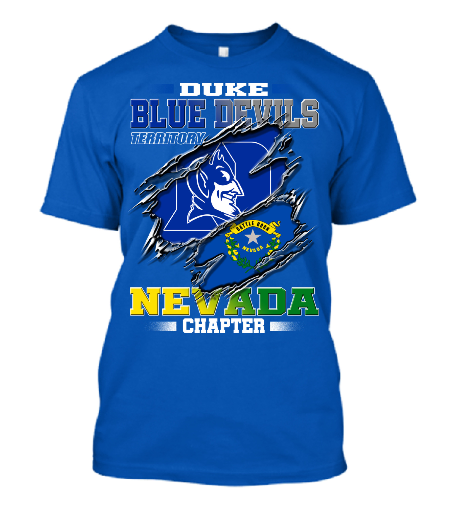 Duke Blue Devils Territory Nevada Chapter Battle Born Nevada T-Shirt