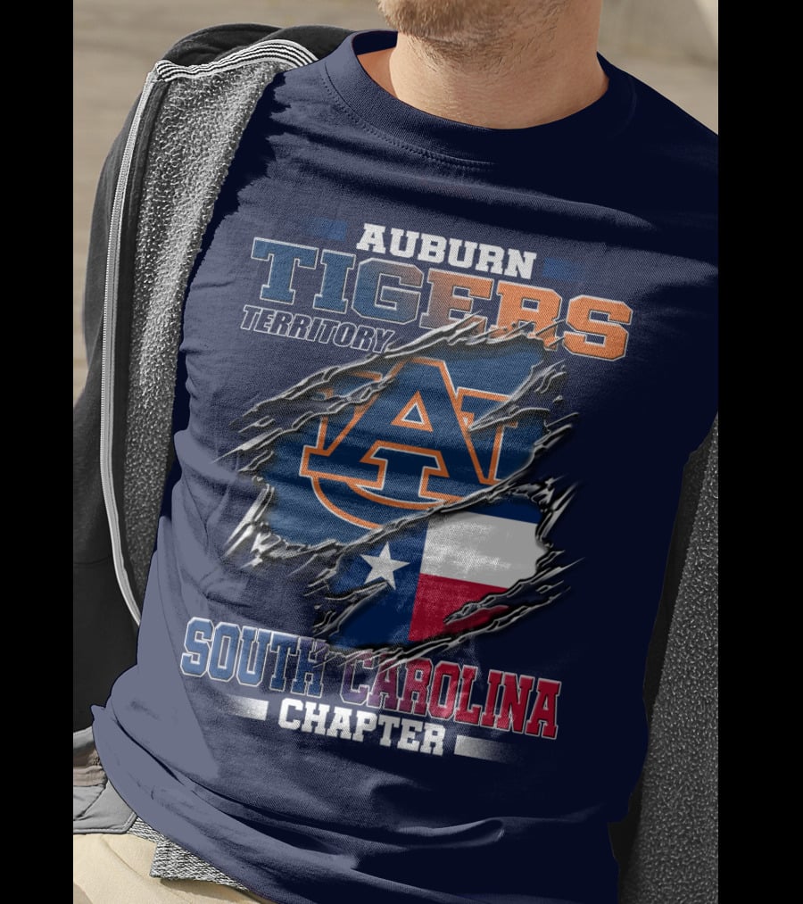 Auburn Tigers Territory South Carolina Chapter Texas Flag Icons T-Shirt