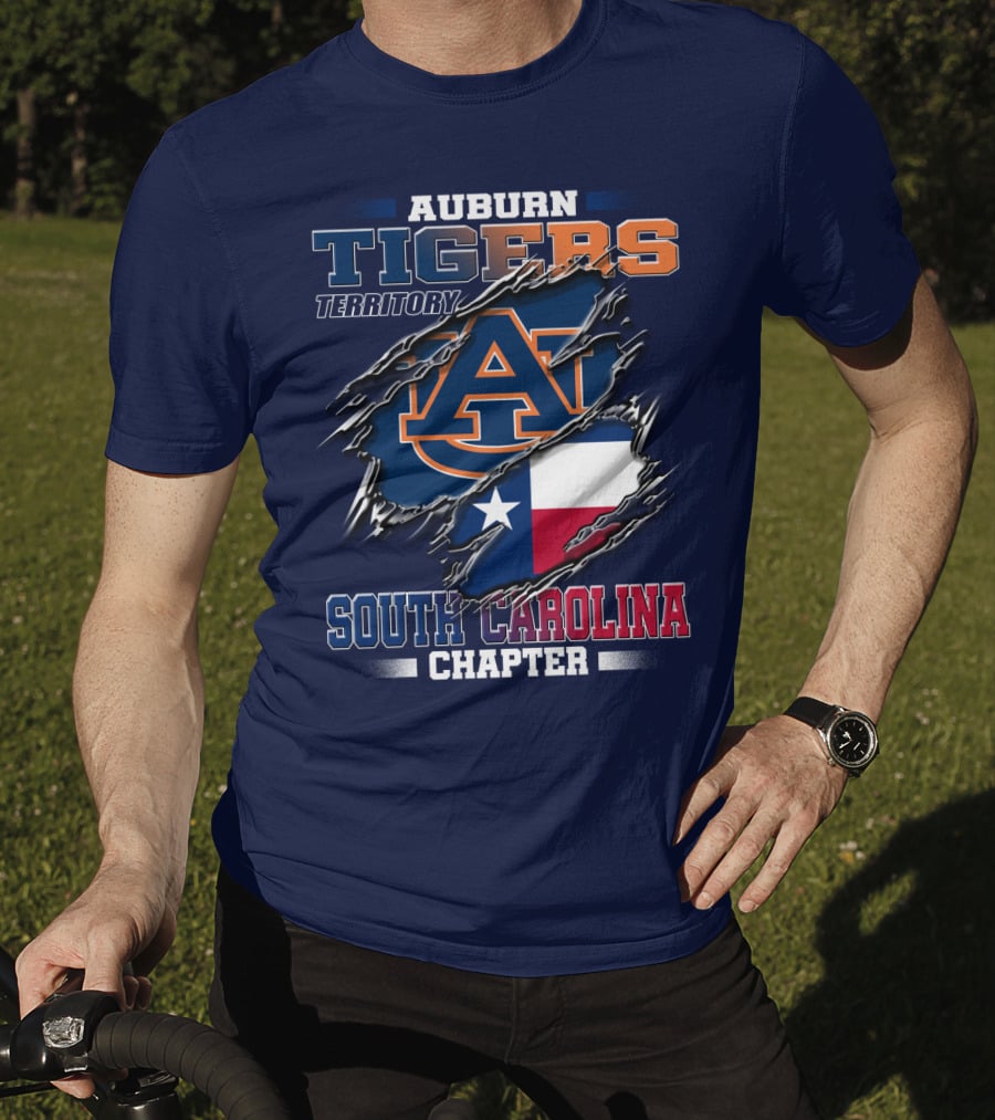 Auburn Tigers Territory South Carolina Chapter Texas Flag Icons T-Shirt