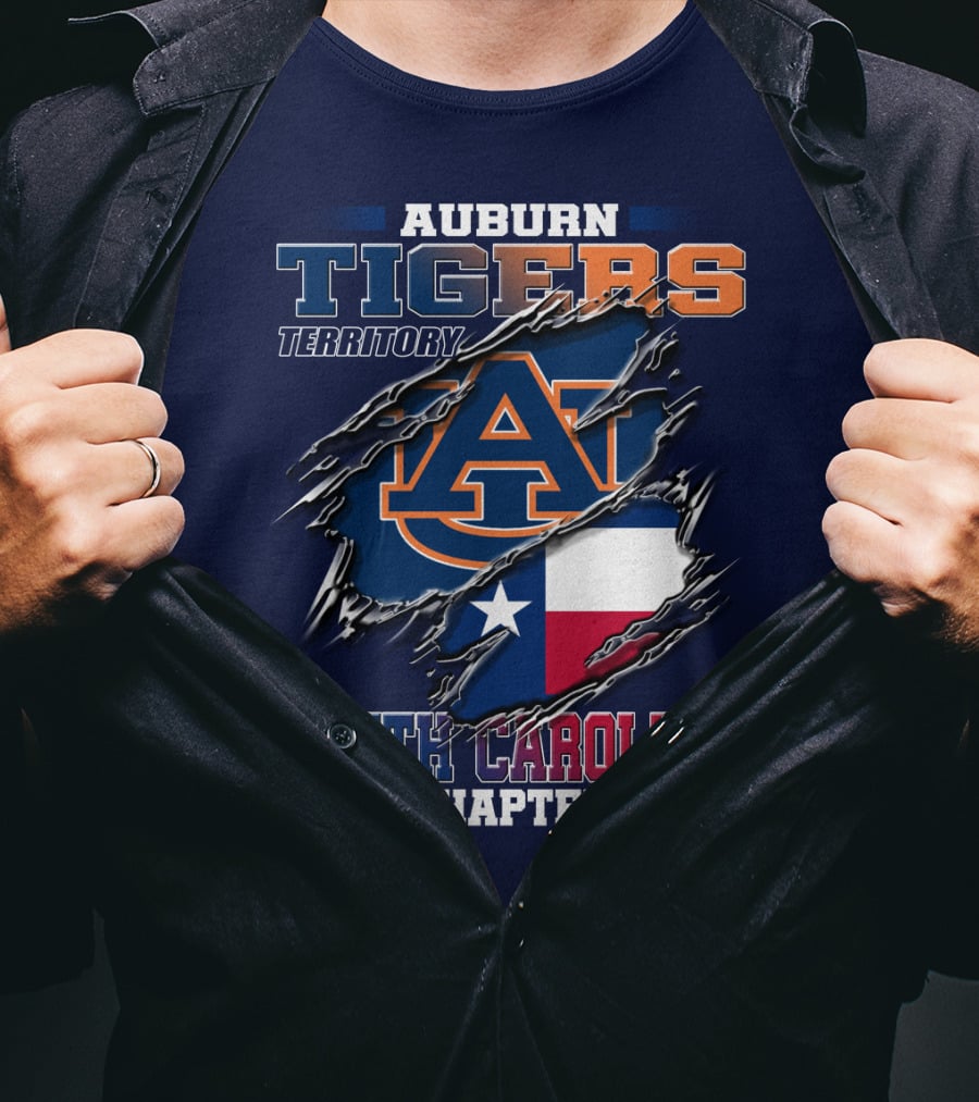 Auburn Tigers Territory South Carolina Chapter Texas Flag Icons T-Shirt