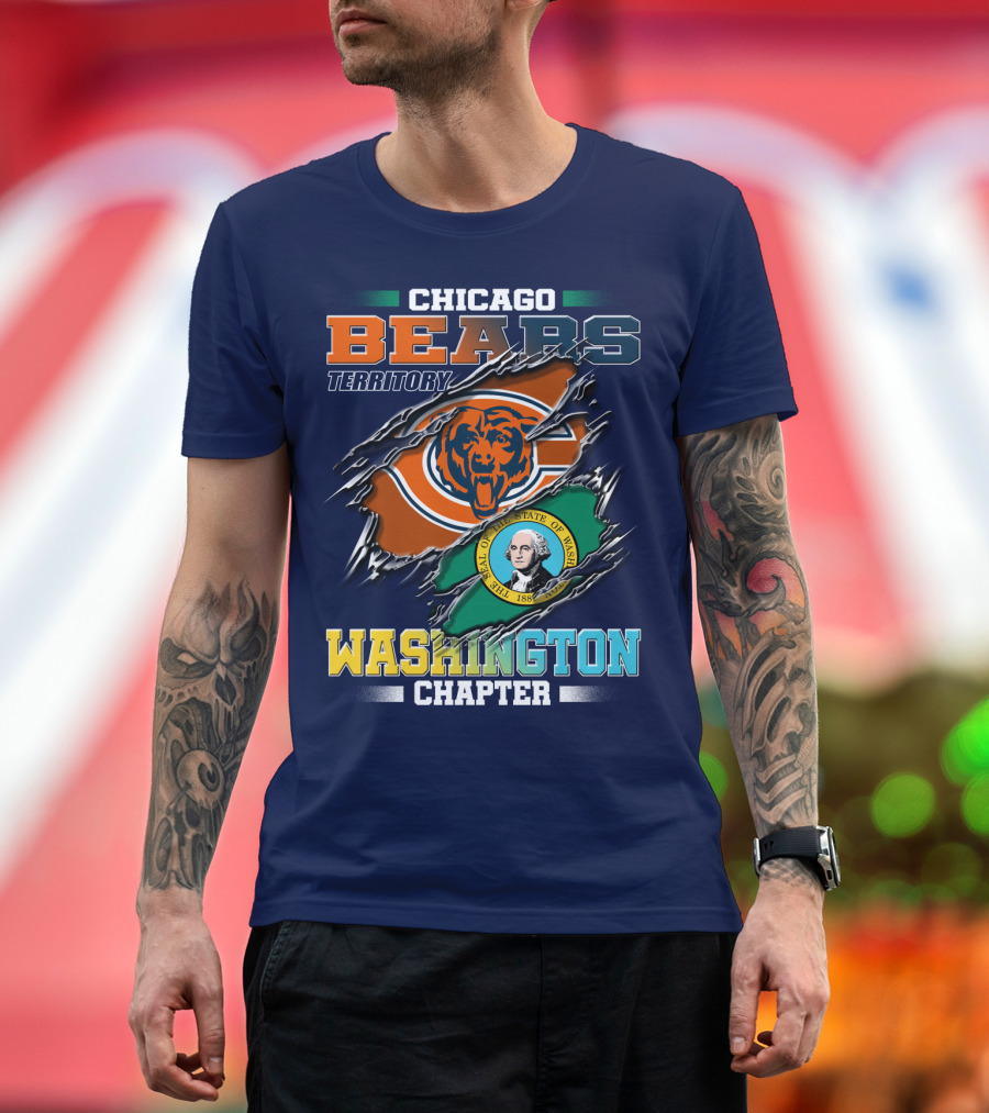 Chicago Bears Territory Washington Chapter State Flag T-Shirt