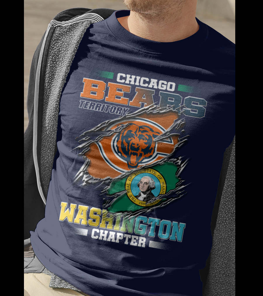Chicago Bears Territory Washington Chapter State Flag T-Shirt