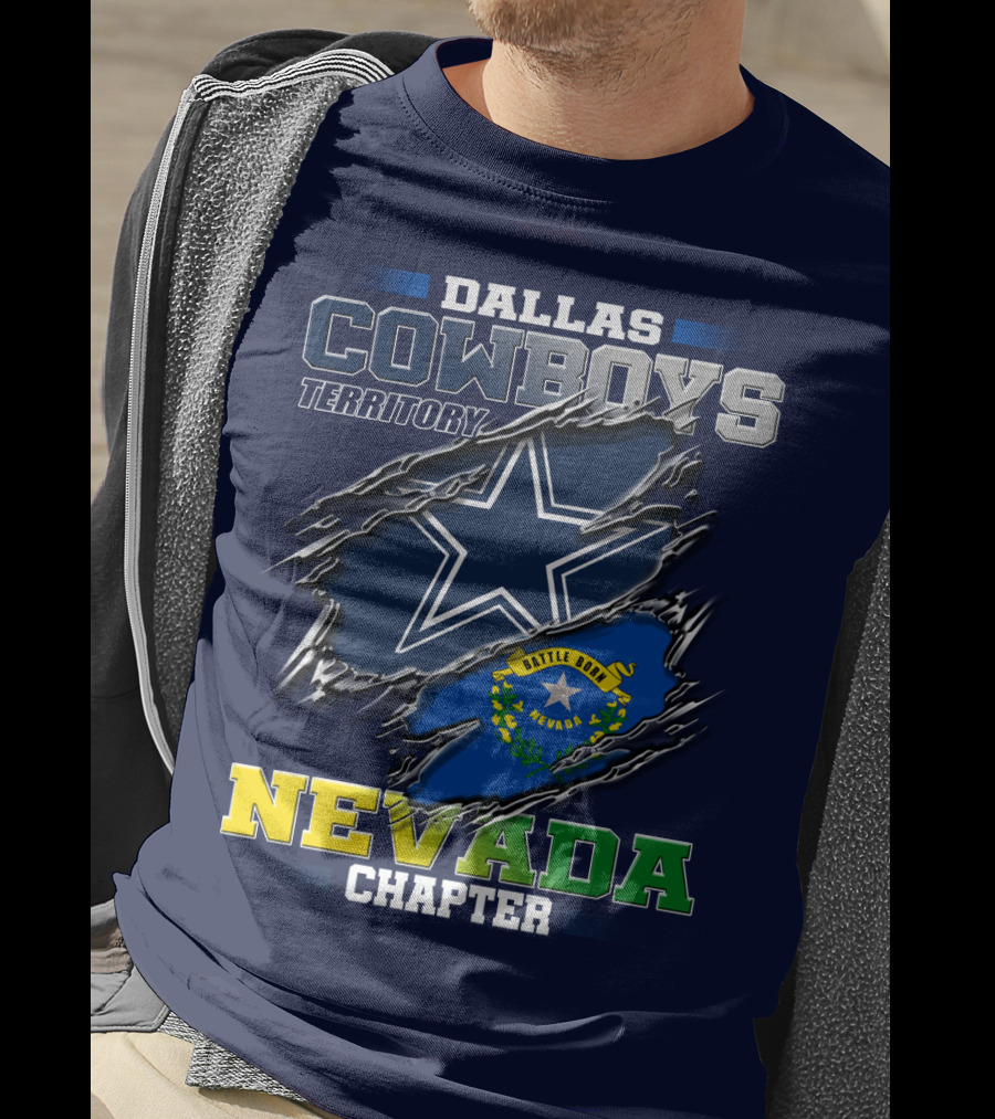 Dallas Cowboys Territory Nevada Chapter Battle Born Star Flag T-Shirt