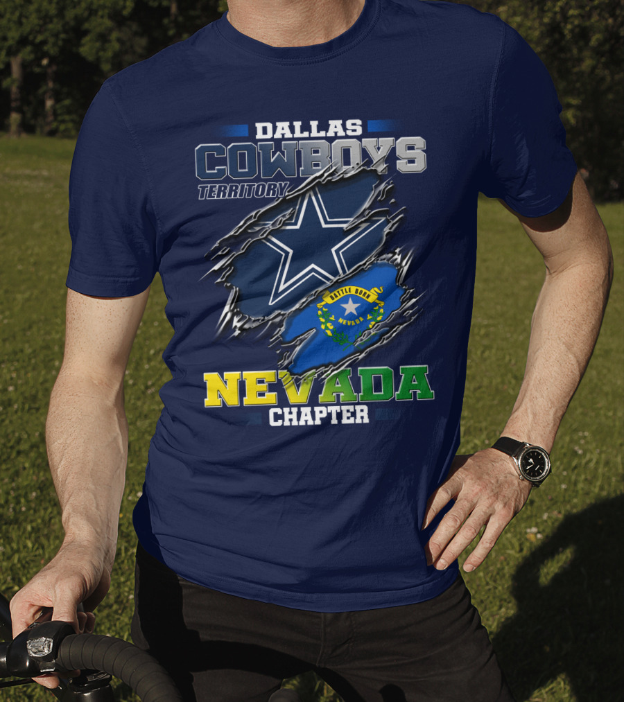 Dallas Cowboys Territory Nevada Chapter Battle Born Star Flag T-Shirt