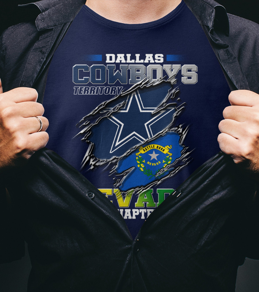 Dallas Cowboys Territory Nevada Chapter Battle Born Star Flag T-Shirt