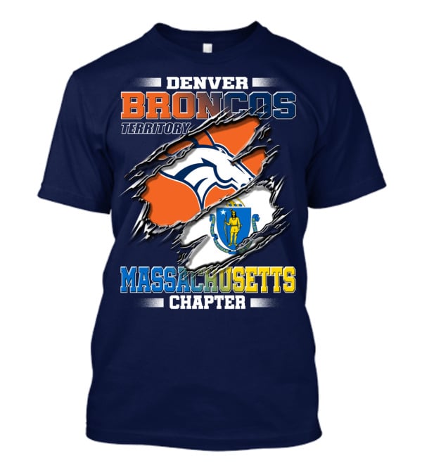 Denver Broncos Territory Massachusetts Chapter Flag T-Shirt