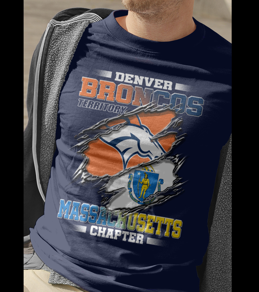 Denver Broncos Territory Massachusetts Chapter Flag T-Shirt