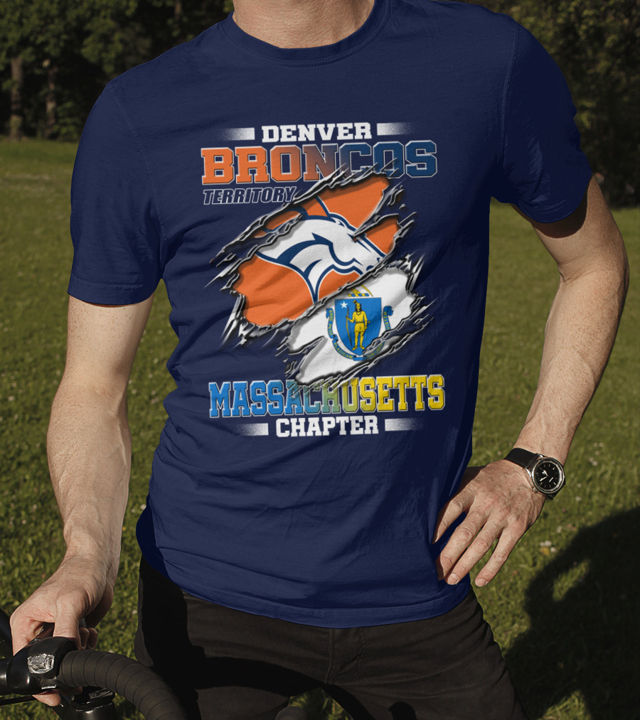 Denver Broncos Territory Massachusetts Chapter Flag T-Shirt