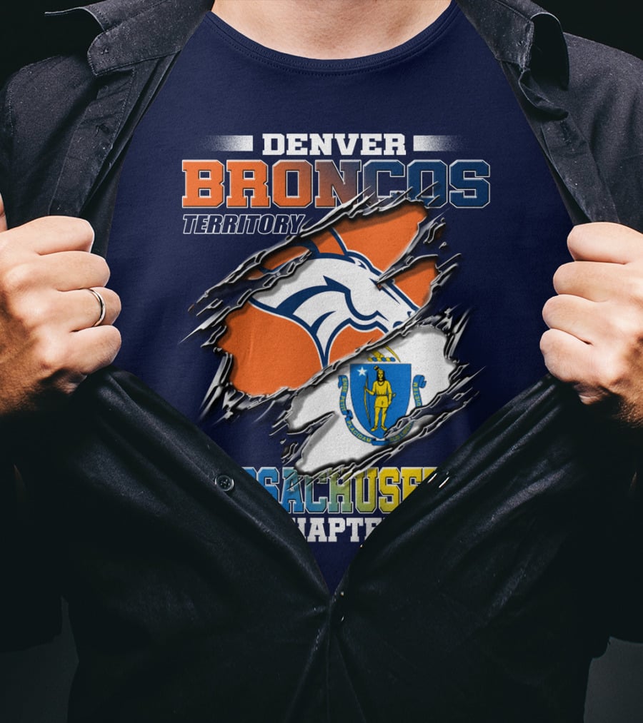Denver Broncos Territory Massachusetts Chapter Flag T-Shirt