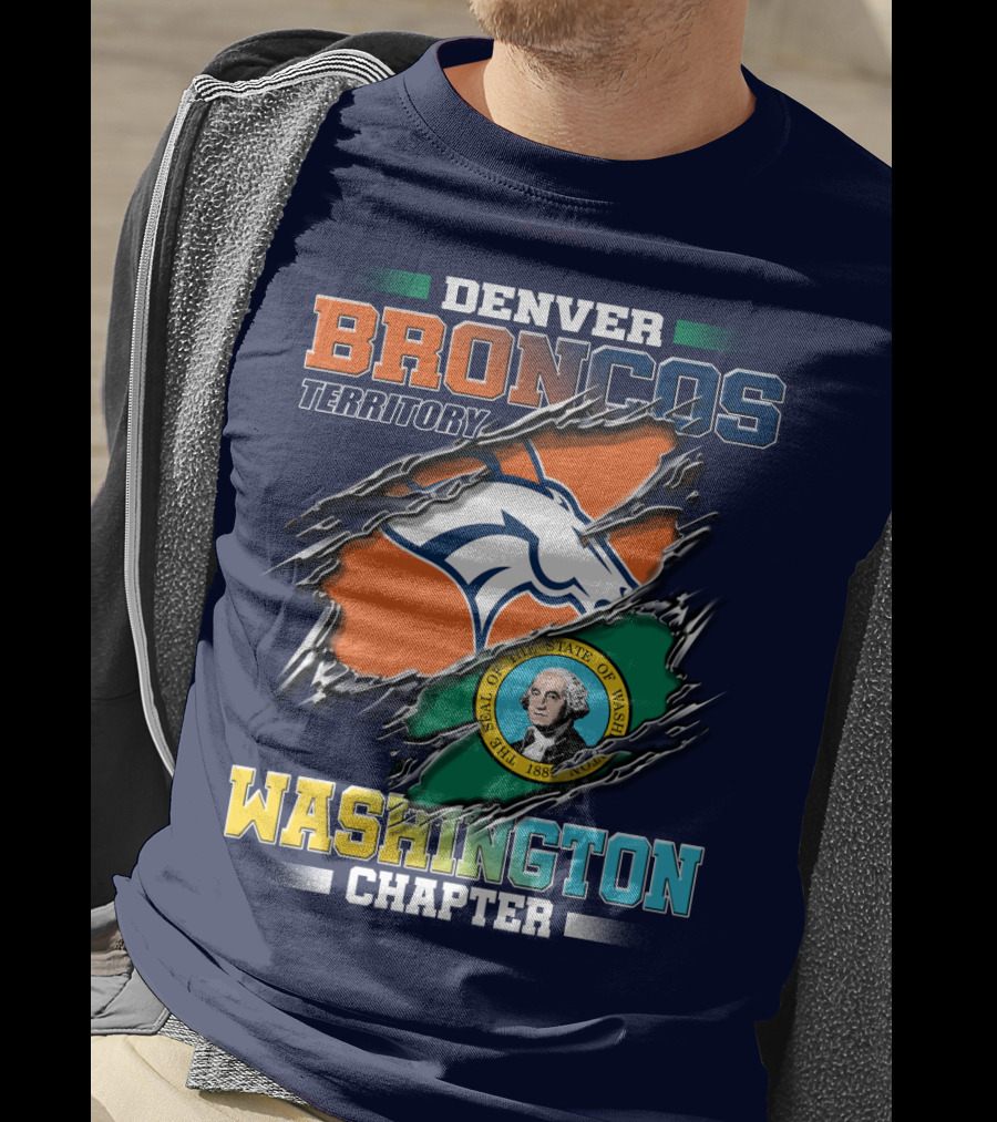 Denver Broncos Territory Washington Chapter Seal Of State Of Washington T-Shirt