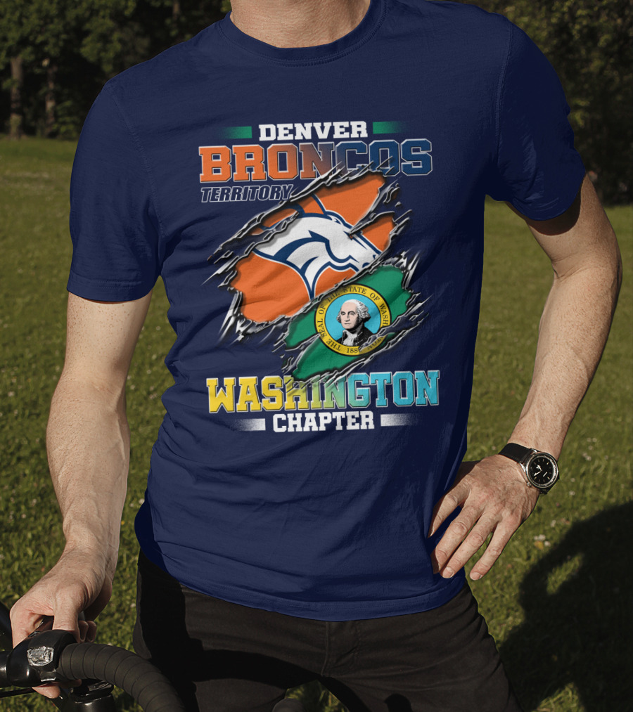 Denver Broncos Territory Washington Chapter Seal Of State Of Washington T-Shirt