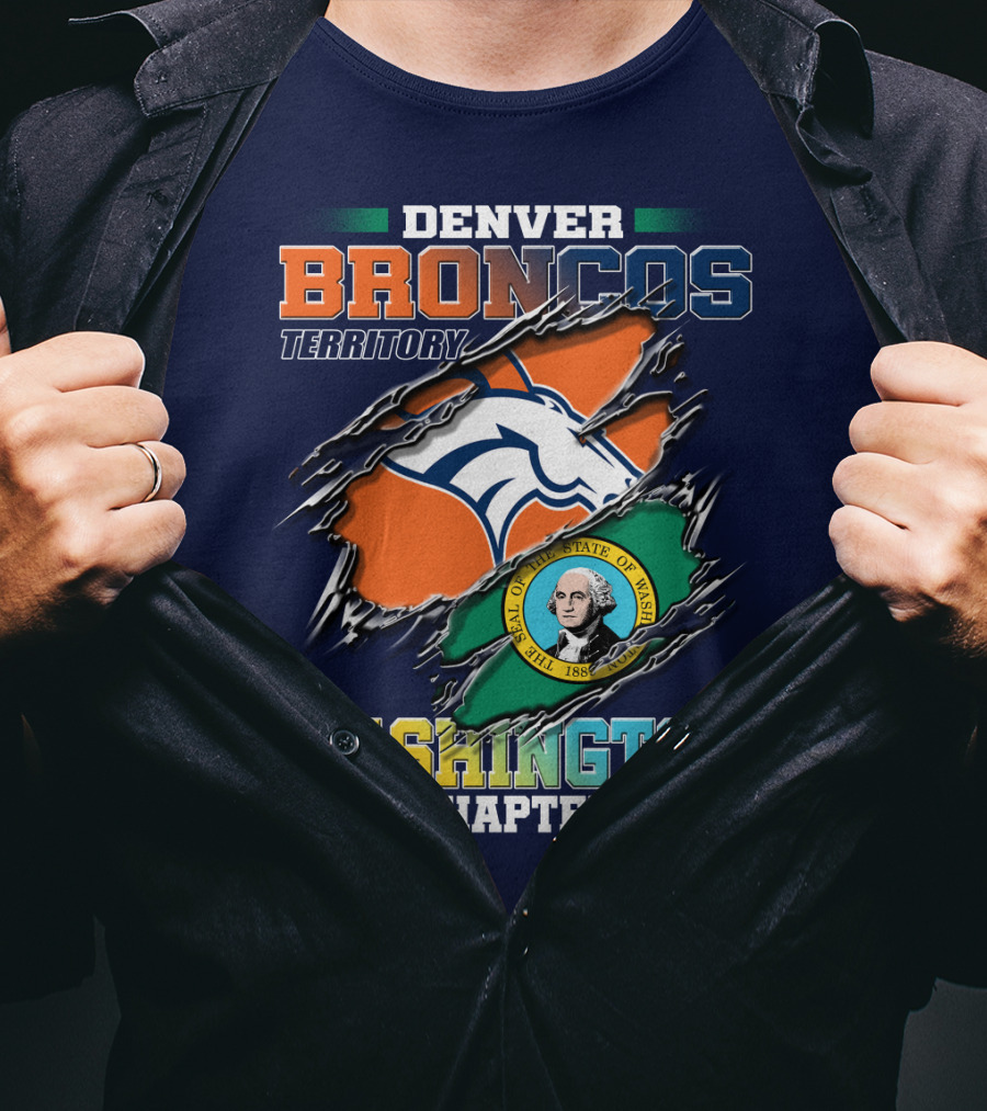 Denver Broncos Territory Washington Chapter Seal Of State Of Washington T-Shirt