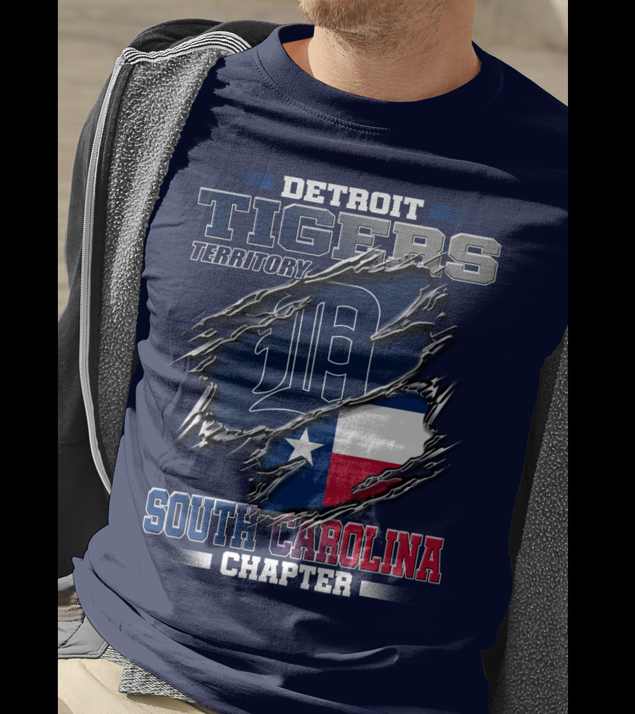 Detroit Tigers Territory South Carolina Chapter Texas Flag T-Shirt