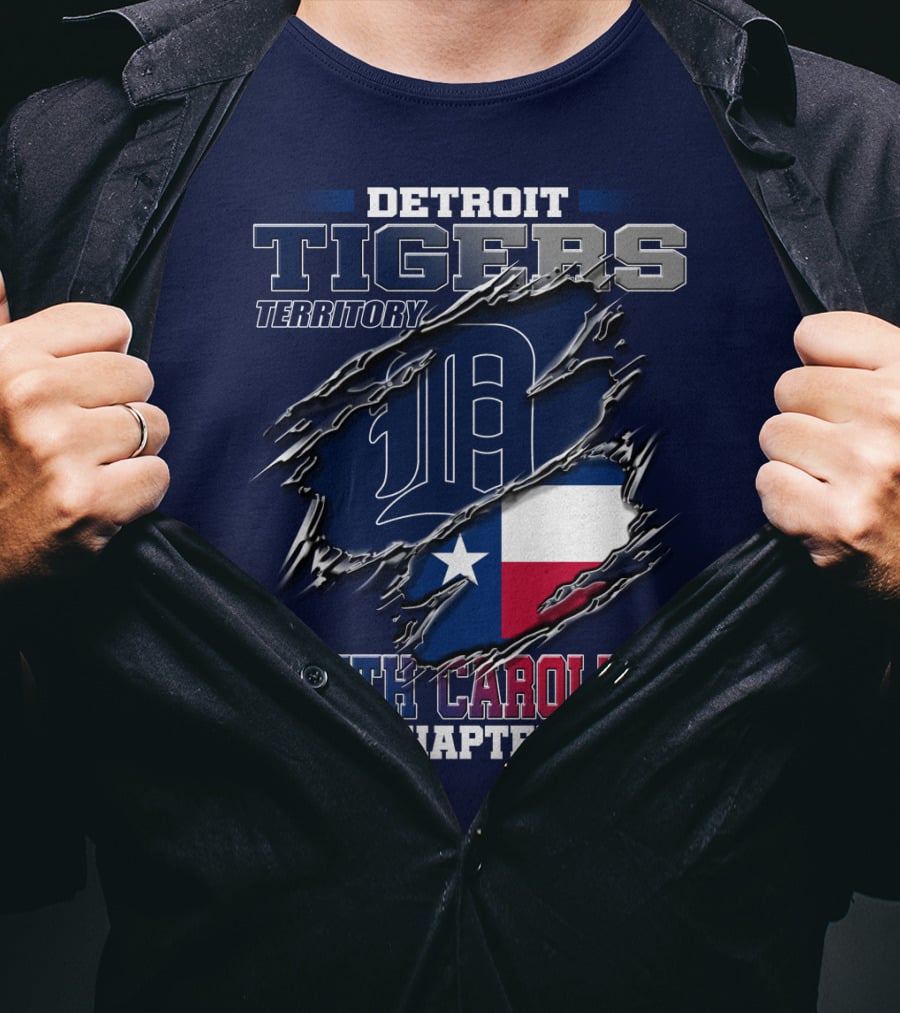 Detroit Tigers Territory South Carolina Chapter Texas Flag T-Shirt