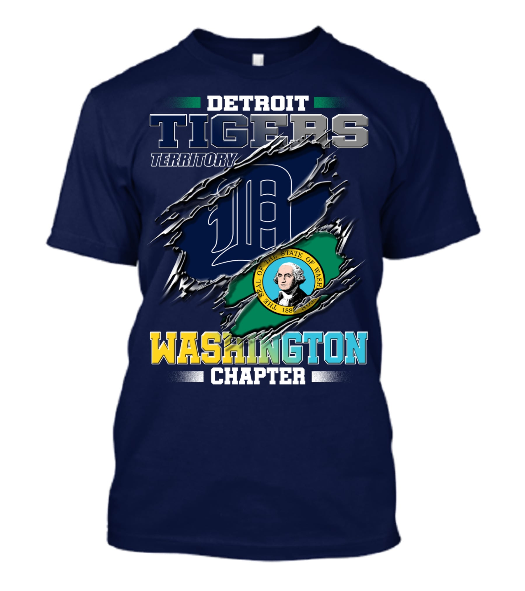 Detroit Tigers Territory Washington Chapter State Seal T-Shirt