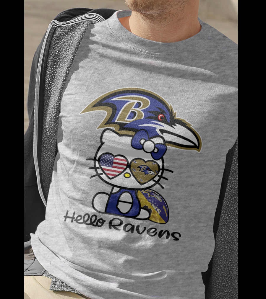 Hello Ravens Football Baltimore Ravens Hello Kitty T-Shirt