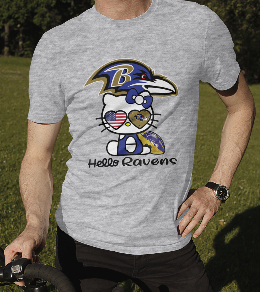 Hello Ravens Football Baltimore Ravens Hello Kitty T-Shirt