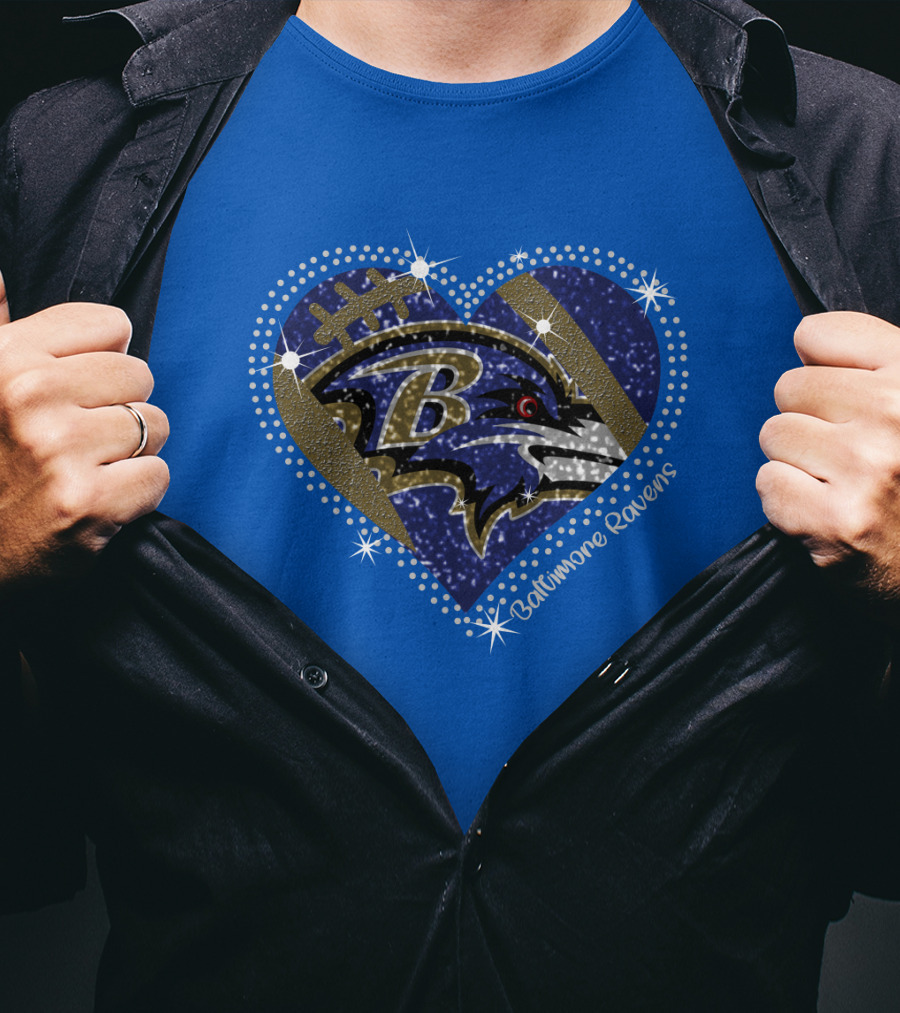 Baltimore Ravens Heart Football T-Shirt