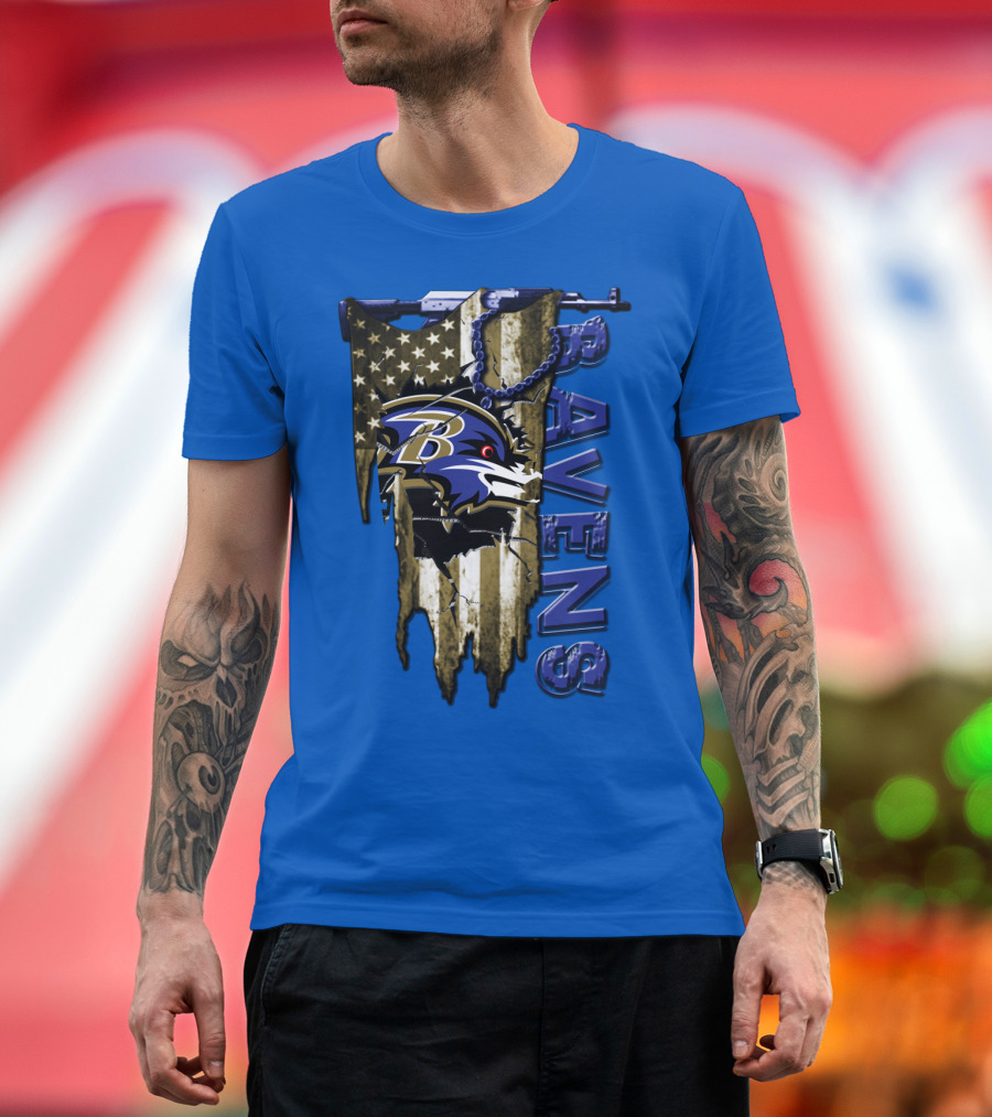 Baltimore Ravens American Flag Chain T-Shirt