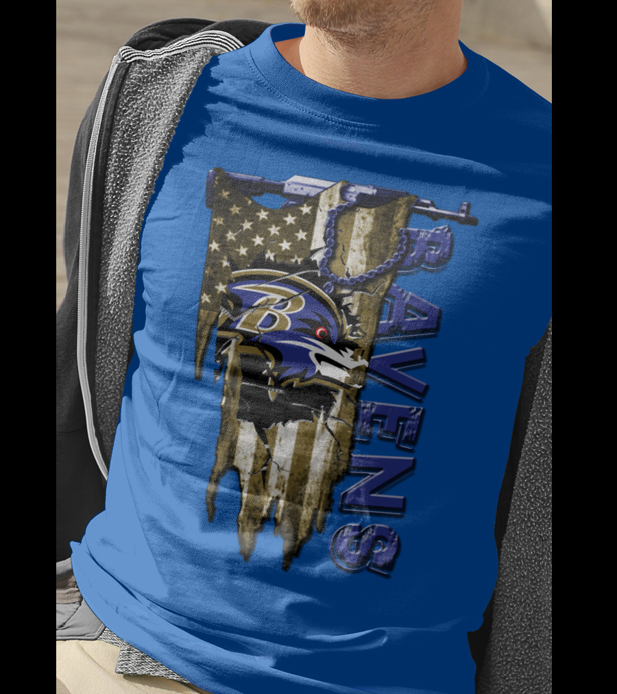 Baltimore Ravens American Flag Chain T-Shirt