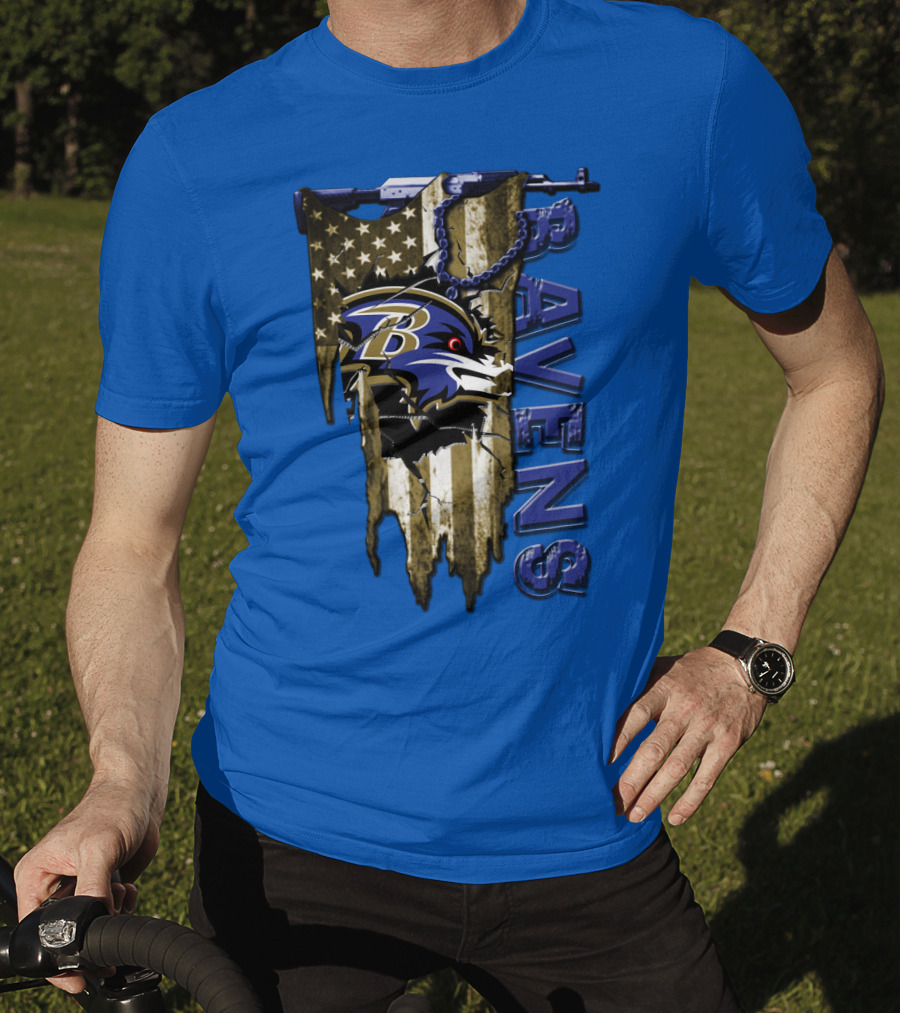 Baltimore Ravens American Flag Chain T-Shirt