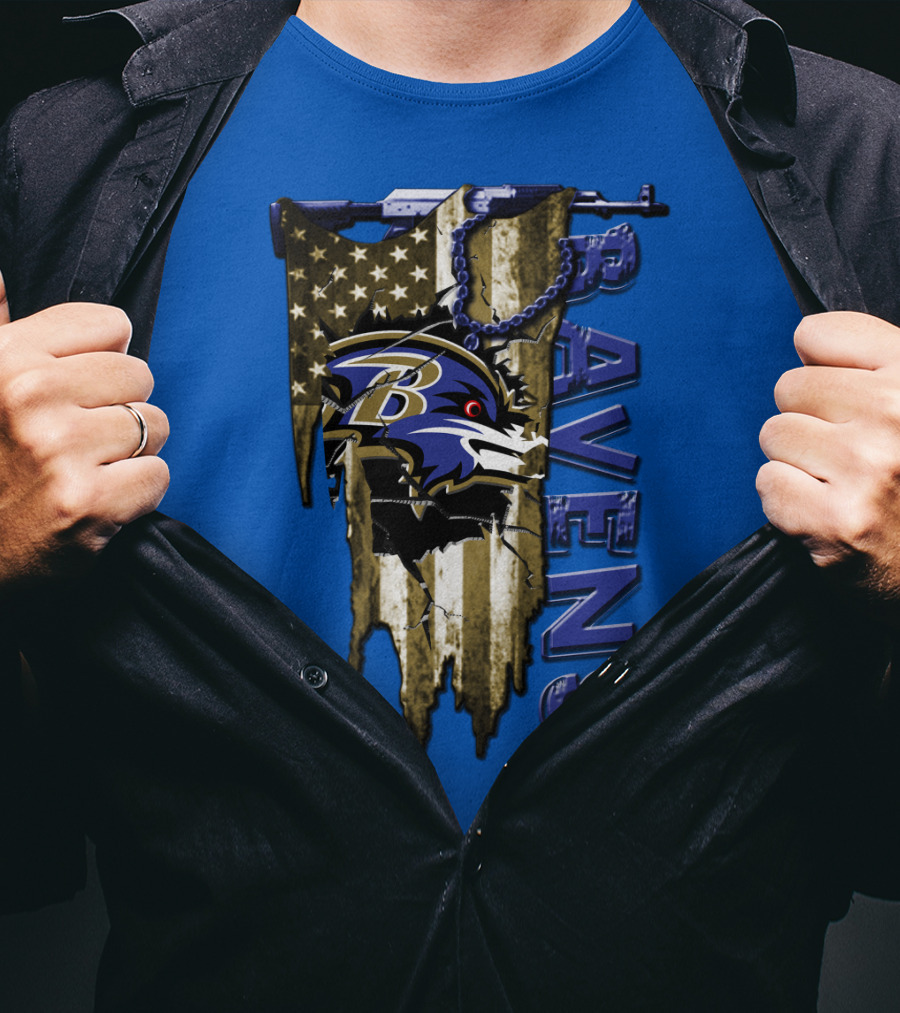 Baltimore Ravens American Flag Chain T-Shirt