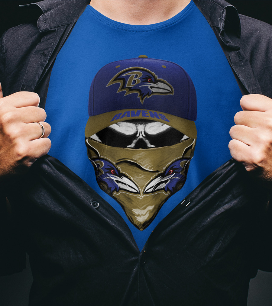 Baltimore Ravens Ravens Bandana And Logo Hat Combo T-Shirt
