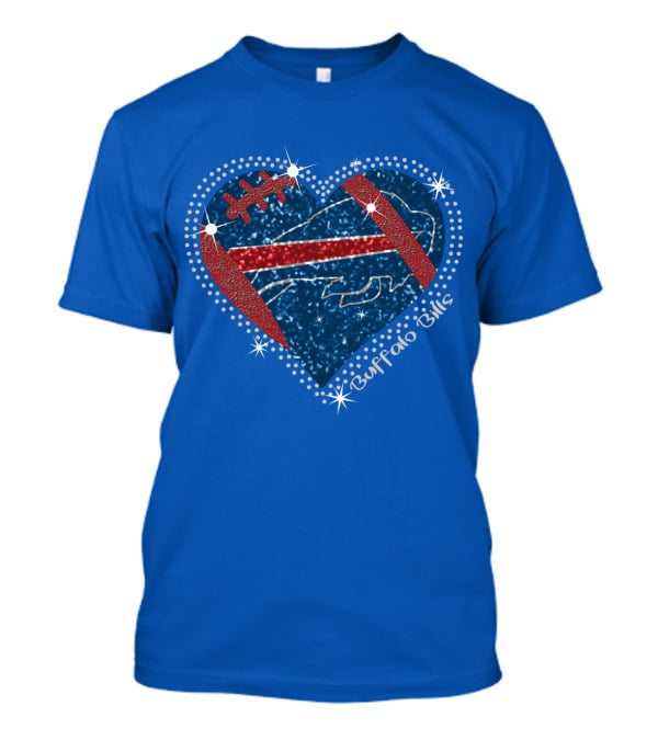 Buffalo Bills Heart Football Sparkle T-Shirt